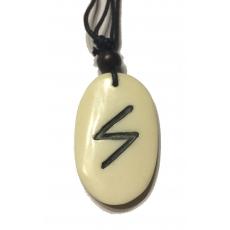 Sowilo Rune - Pendant of Bone (White)