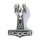 Thor Hammer with rams head (Pendant in silver)